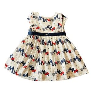 MAYORAL BABY GIRL SWEET SHORT SLEEVE DRESS WITH BOW PATTERN SIZE 18 MONTHS
